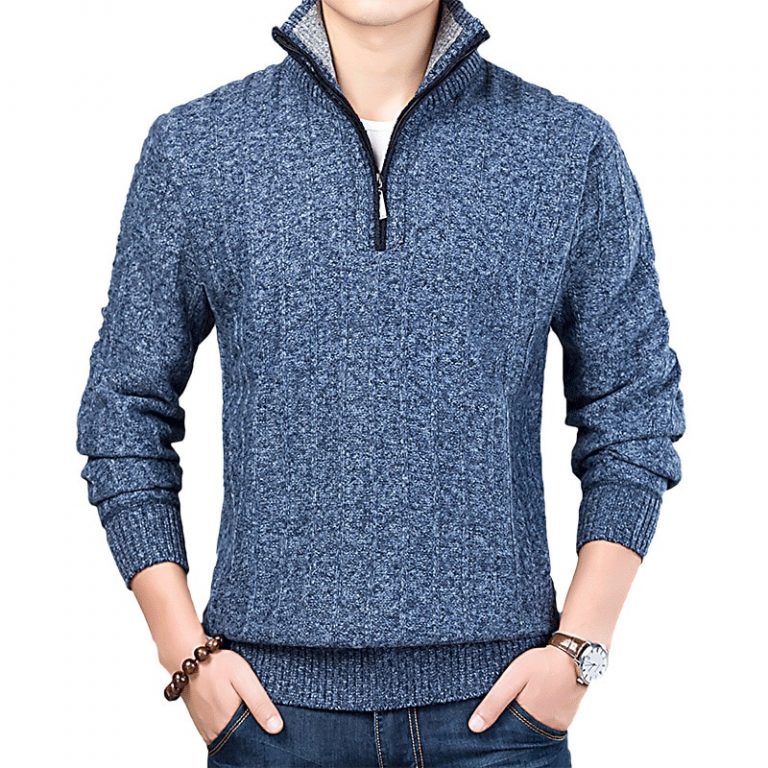 Men’s Winter Turtleneck Sweater with Zipper