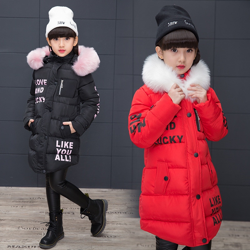 Girls Warm Winter Coat with Artificial Fur