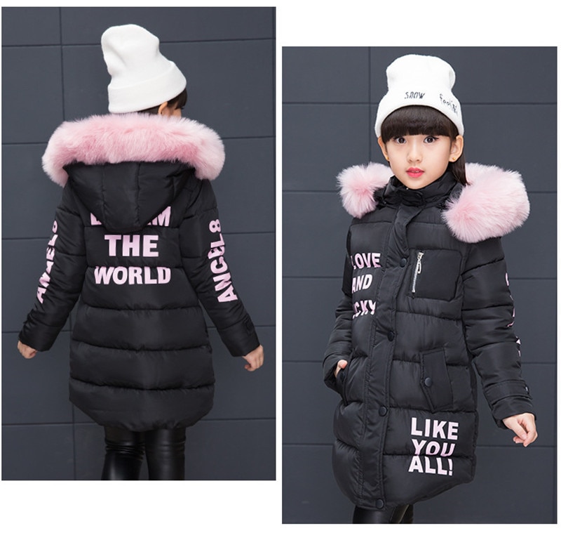 Girls Warm Winter Coat with Artificial Fur