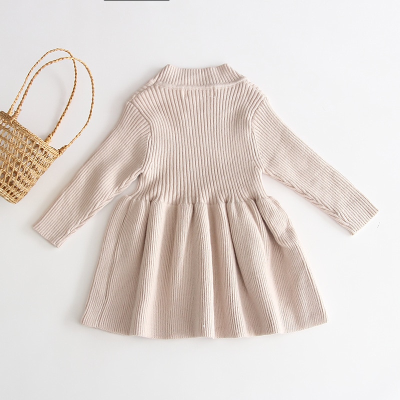 Girl's Ribbed Fabric Winter Dress