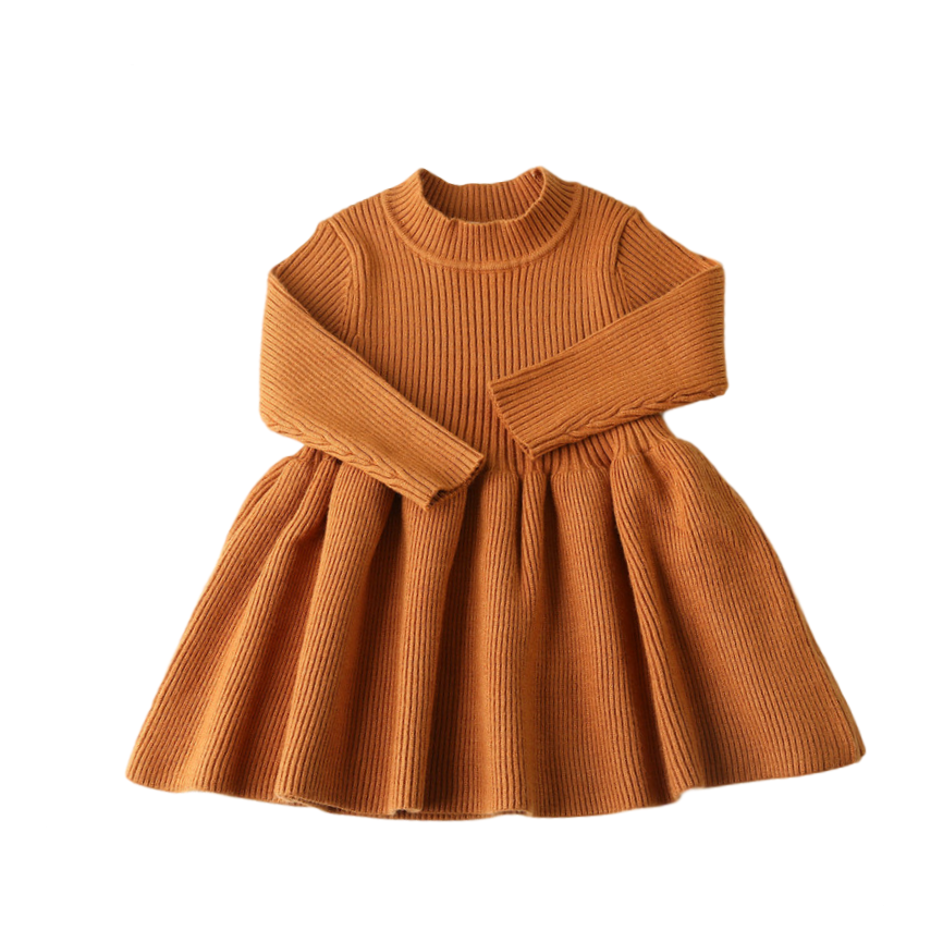 Girl’s Ribbed Fabric Winter Dress