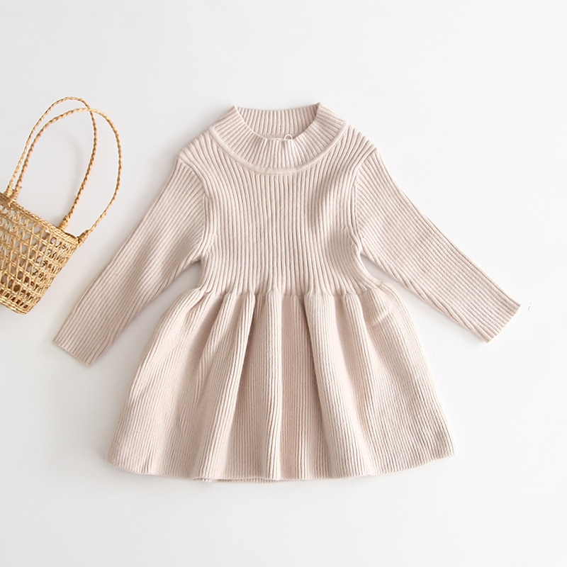 Girl's Ribbed Fabric Winter Dress