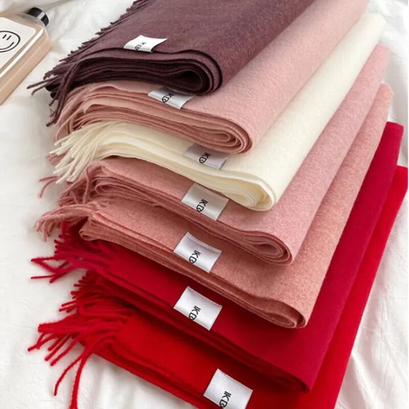 Women's Solid Color Cashmere Winter Scarf