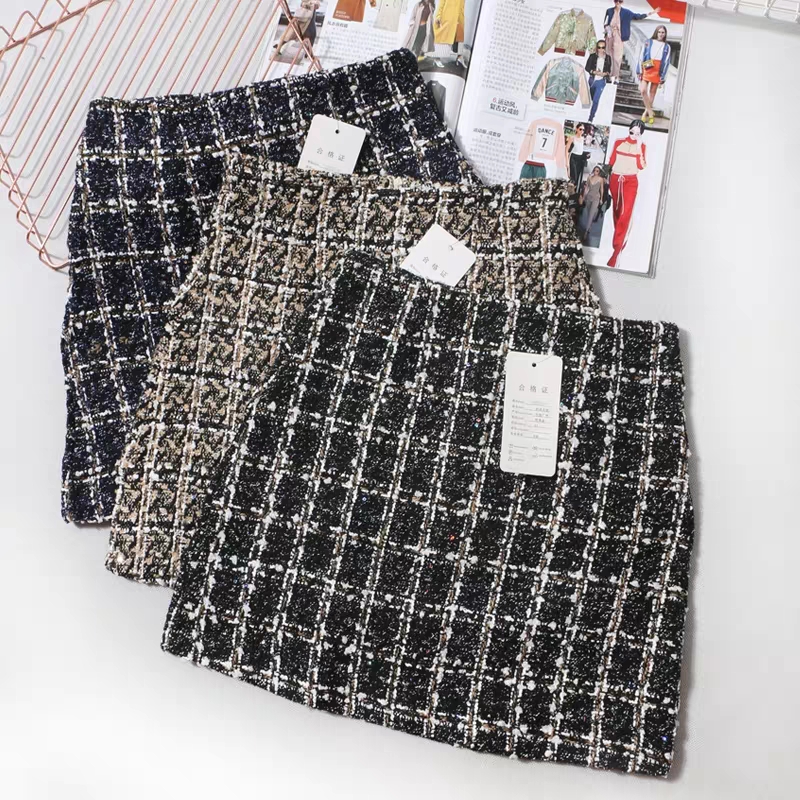 Winter Tweed Mini Skirt for Women