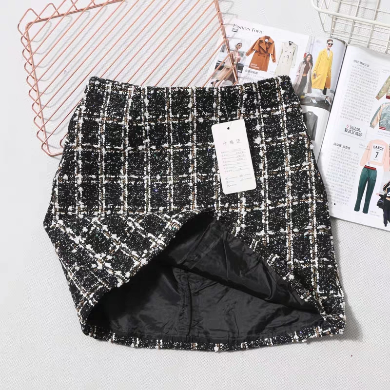 Winter Tweed Mini Skirt for Women