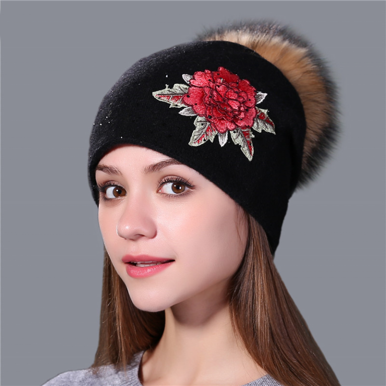 Women’s Winter Hat with Flower Print