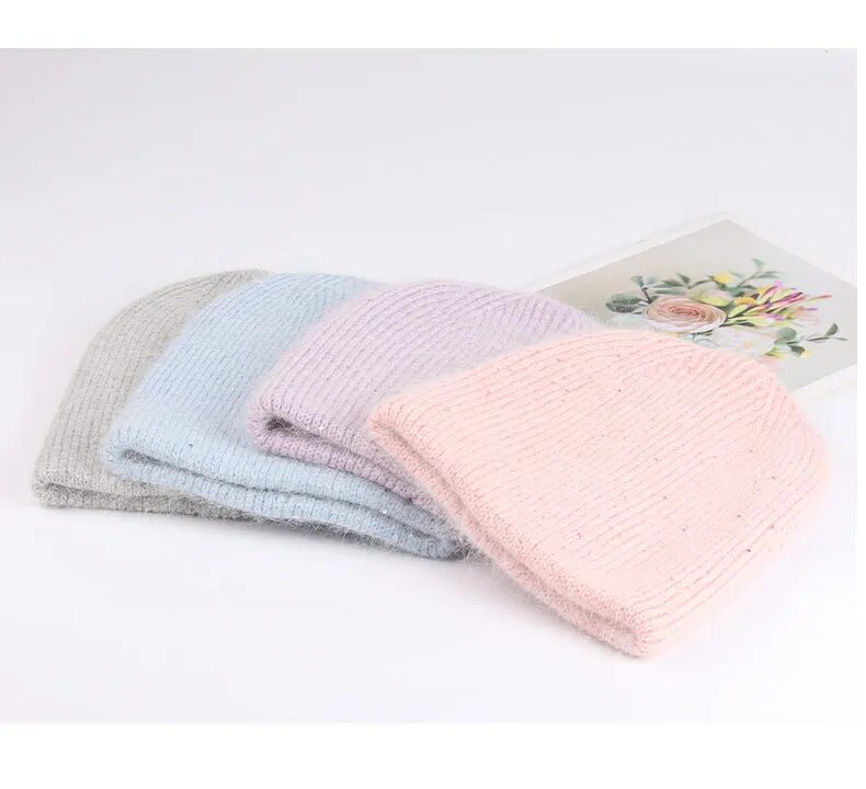 Women's Rabbit Fur Winter Beanie