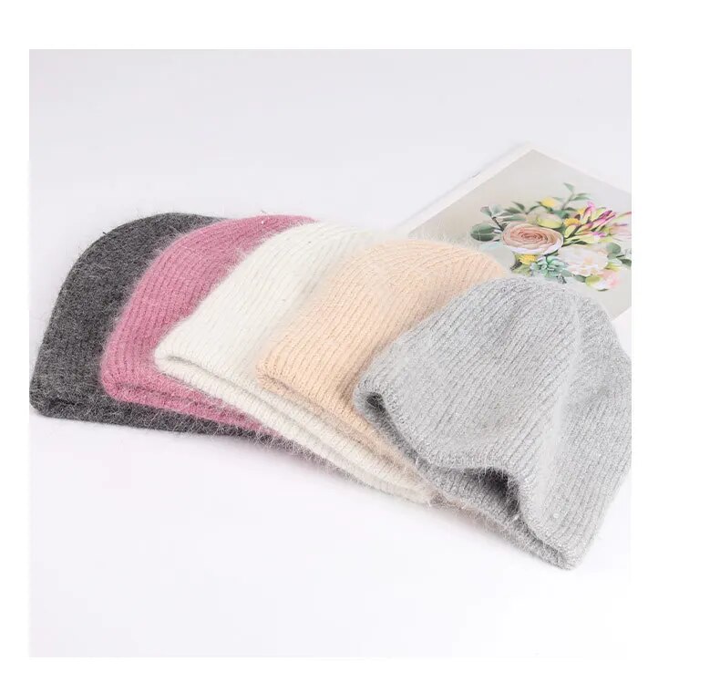 Women's Rabbit Fur Winter Beanie