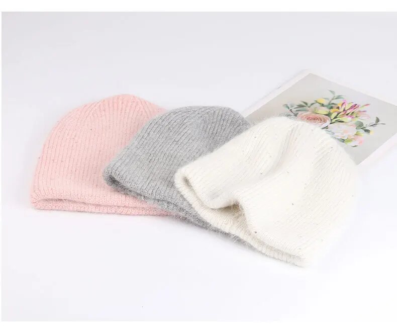 Women's Rabbit Fur Winter Beanie