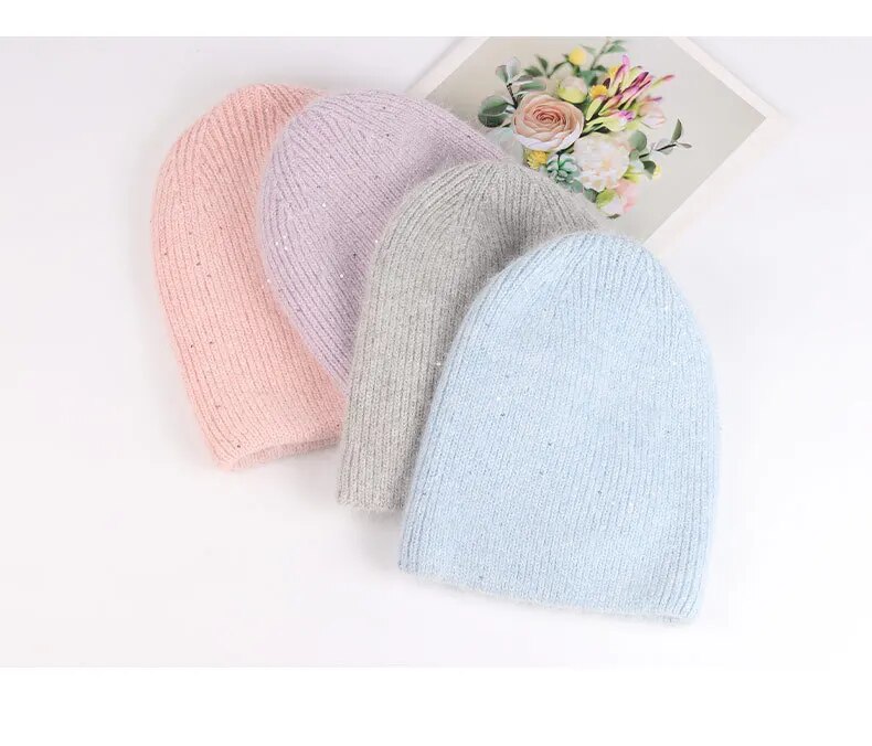 Women's Rabbit Fur Winter Beanie