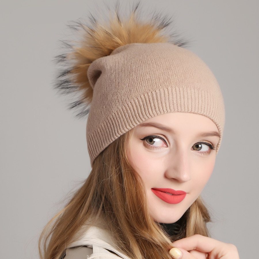 Women’s Winter Hat Decorated with Pompom