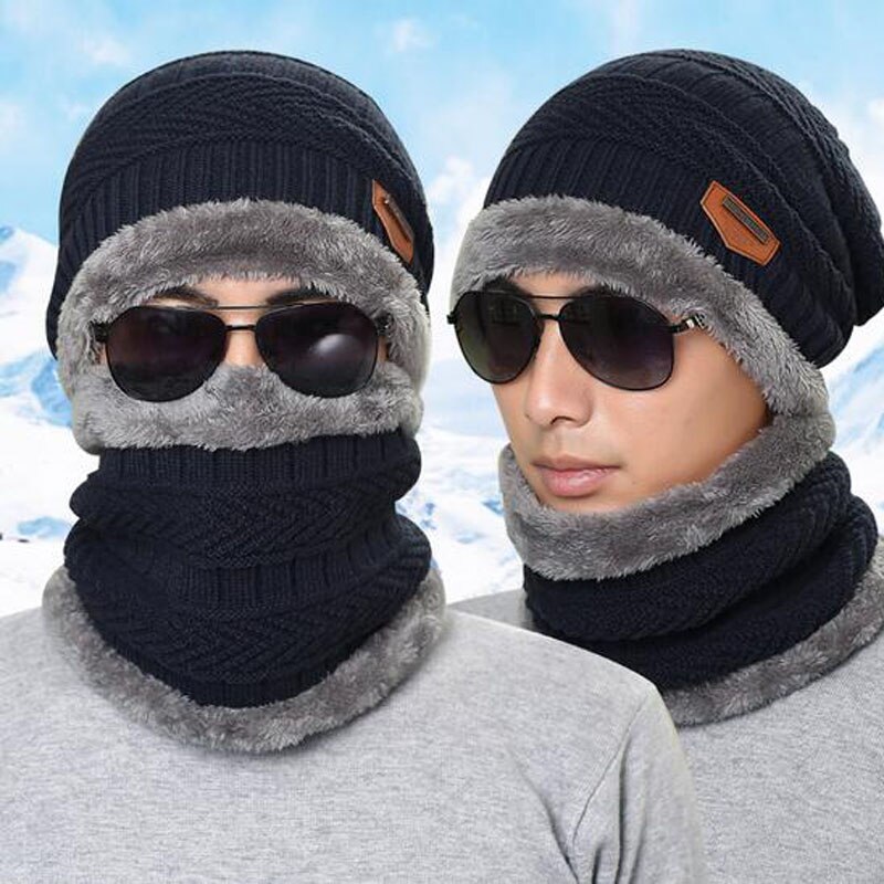 Men's Winter Casual Hat with Scarf