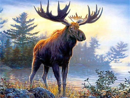 Winter Elk Diamond Painting