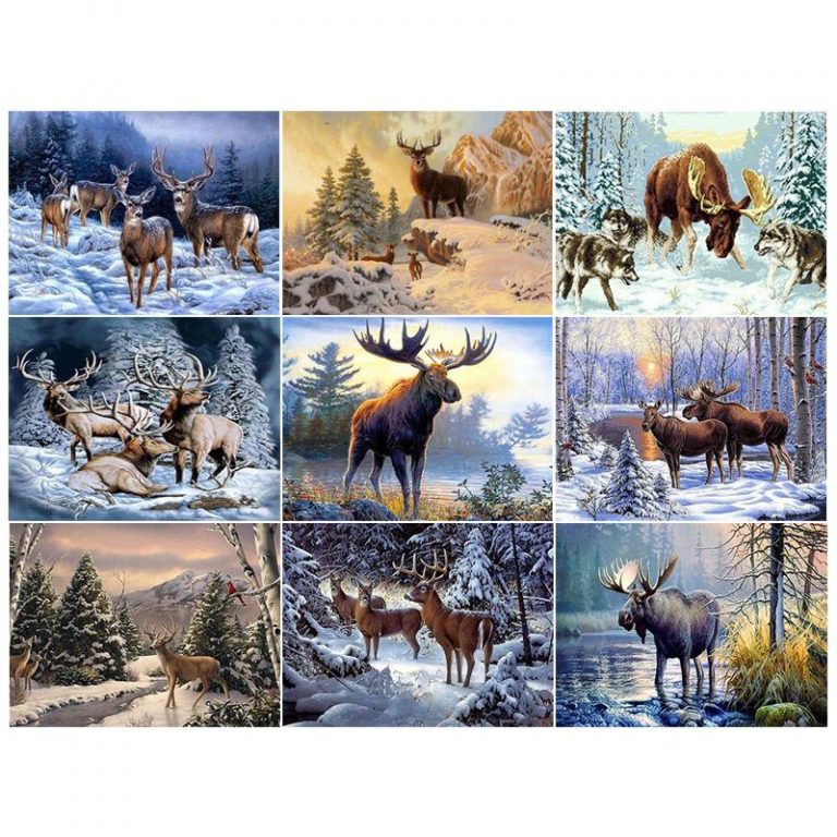 Winter Elk Diamond Painting