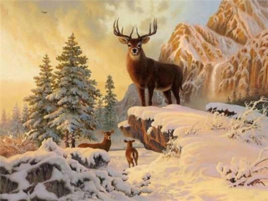 Winter Elk Diamond Painting