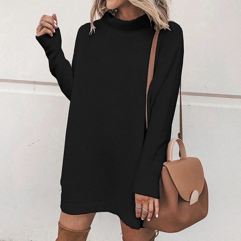 Women's Solid Color Winter Knit Dress