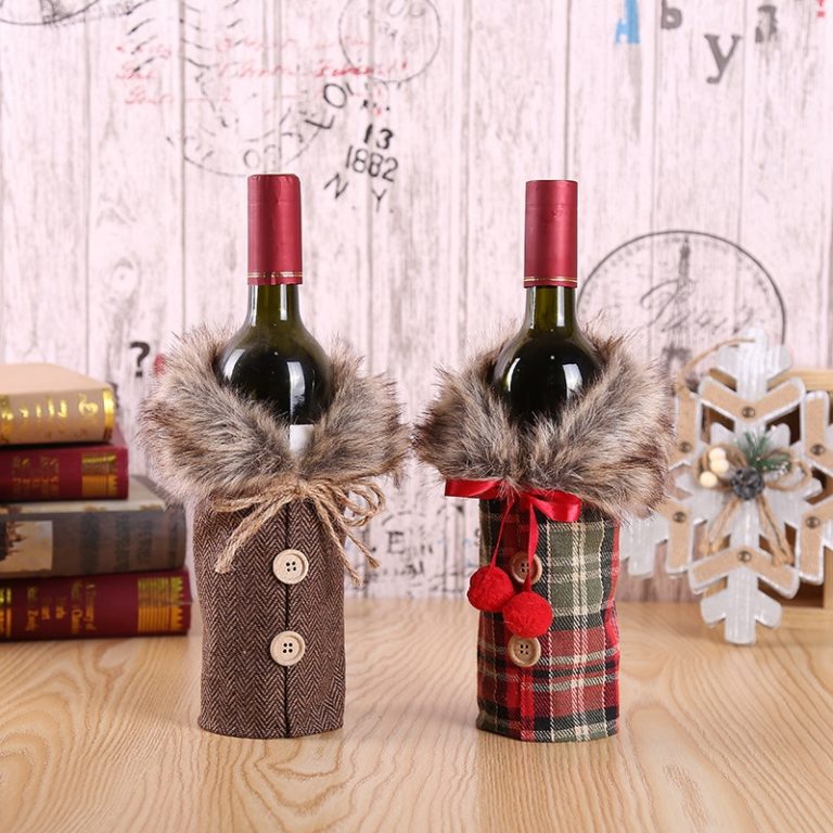 Furry Christmas Wine Bottle Cover