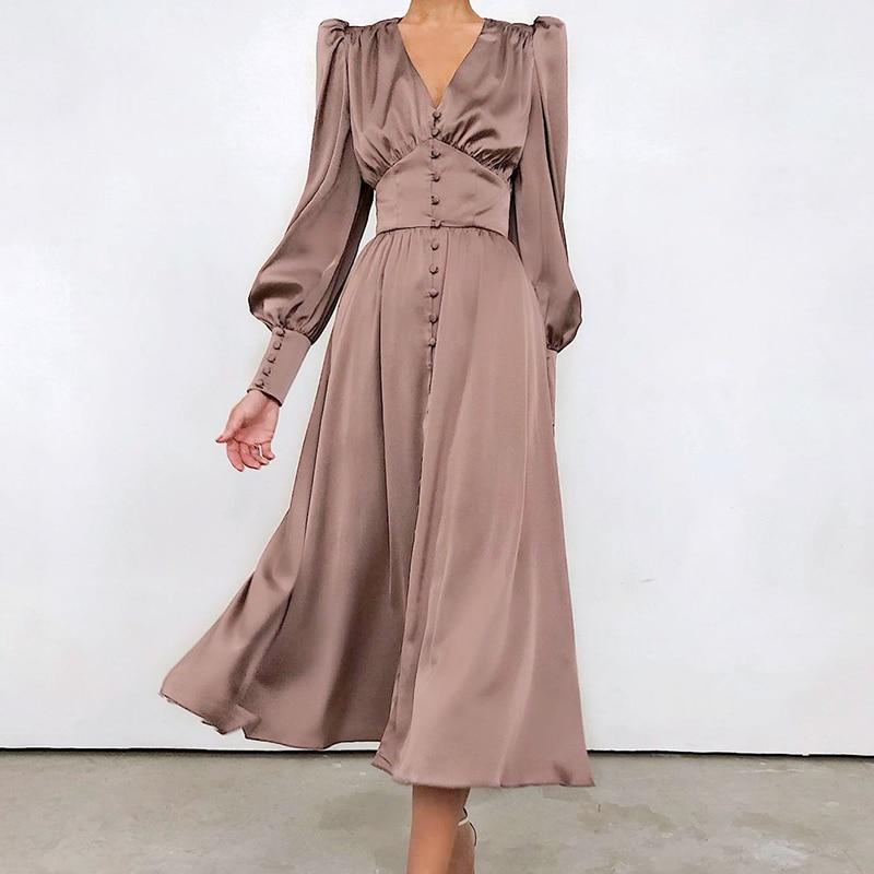 Women’s Satin Puff Sleeve Dress