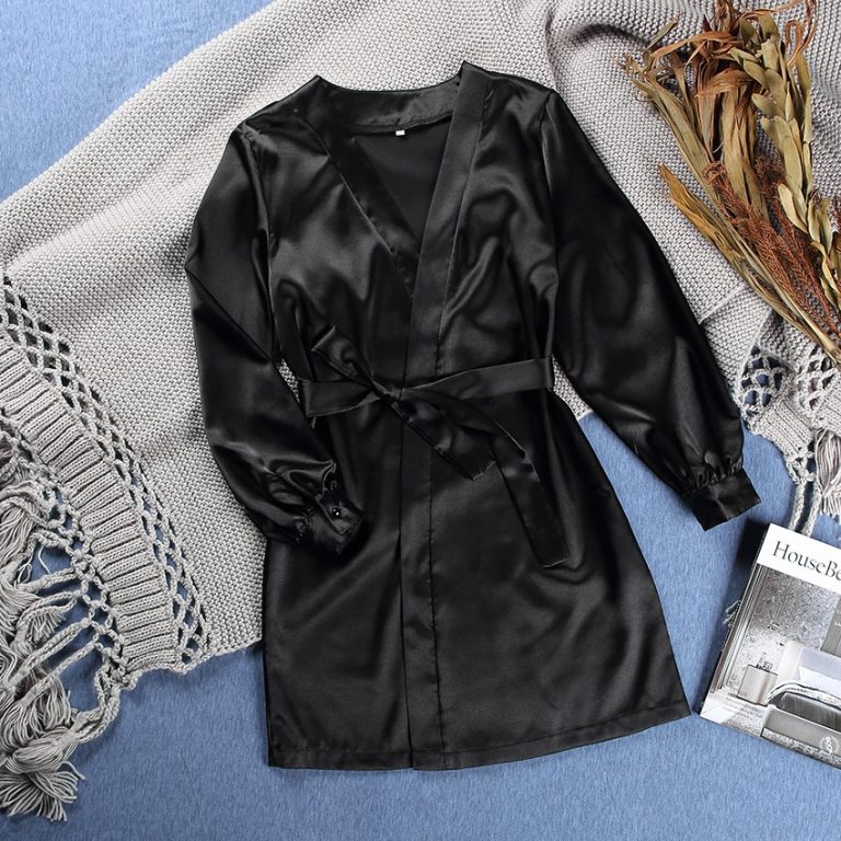 Lantern Sleeve Satin Robes Sleepwear
